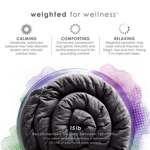 15LB Weighted Blanket Packaging Benefits in Dove Gray