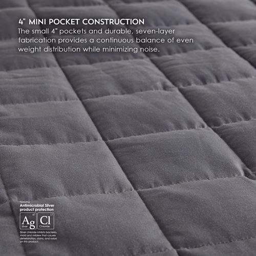 20 LB Weighted Blanket 4" Pocket Detail in Dove Grey