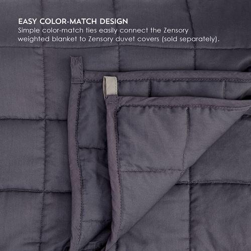 15LB Weighted Blanket 4" Pocket Detail with Matching Duvet in Dove Gray
