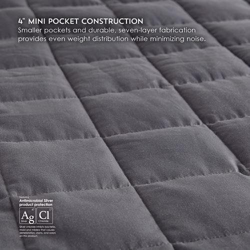 Kids Weighted Blanket 4" Pocket Detail in Dark Grey