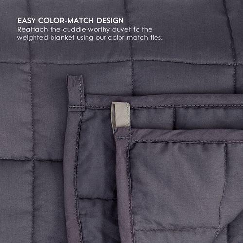 Kids Weighted Blanket 4" Pocket Detail in Dark Grey with Matching Duvet Cover