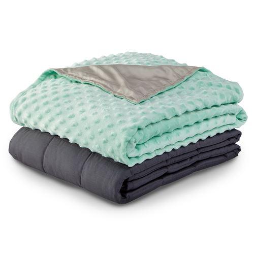 Kids Weighted Blanket in Dark Grey with Duvet Cover Dove Grey and Teal