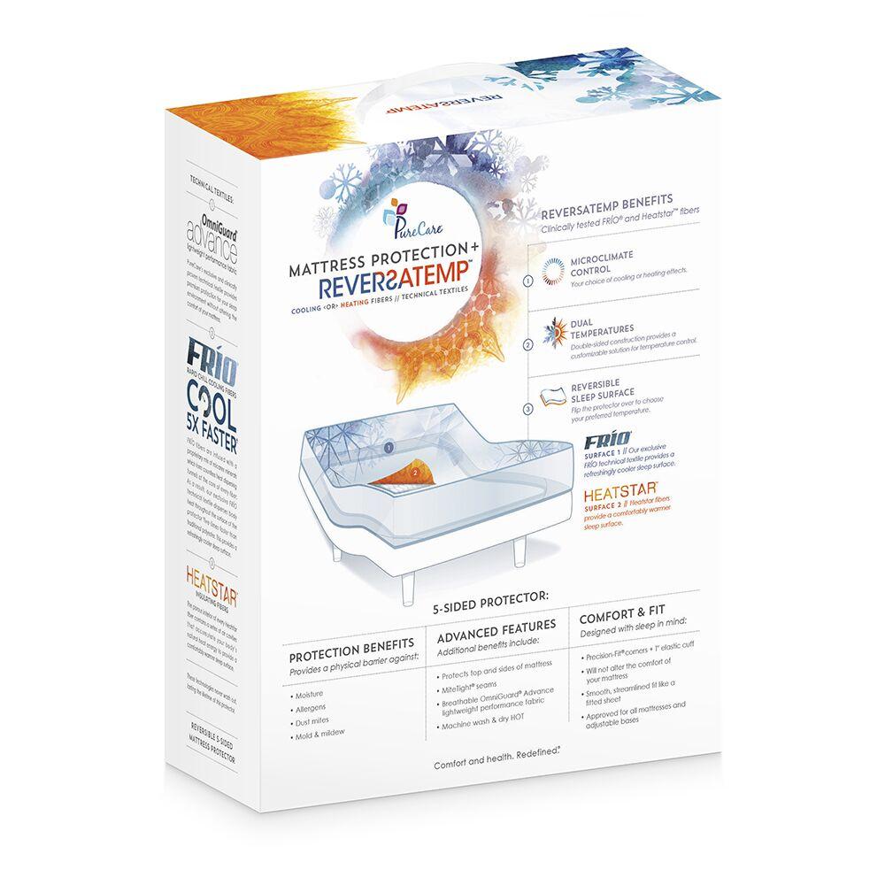 PureCare ReversaTemp 5-Sided Mattress Protector Back Packaging with Benefits